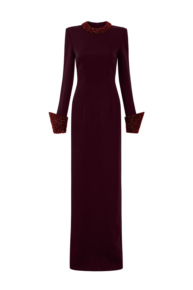AURORA CREPE SILK LINED MAXI DRESS IN RED | CULT MIA