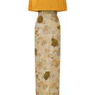 Yellow floral sleeveless gown with round neck from I.H.F, featuring a stylish, flowy design perfect for warm weather.