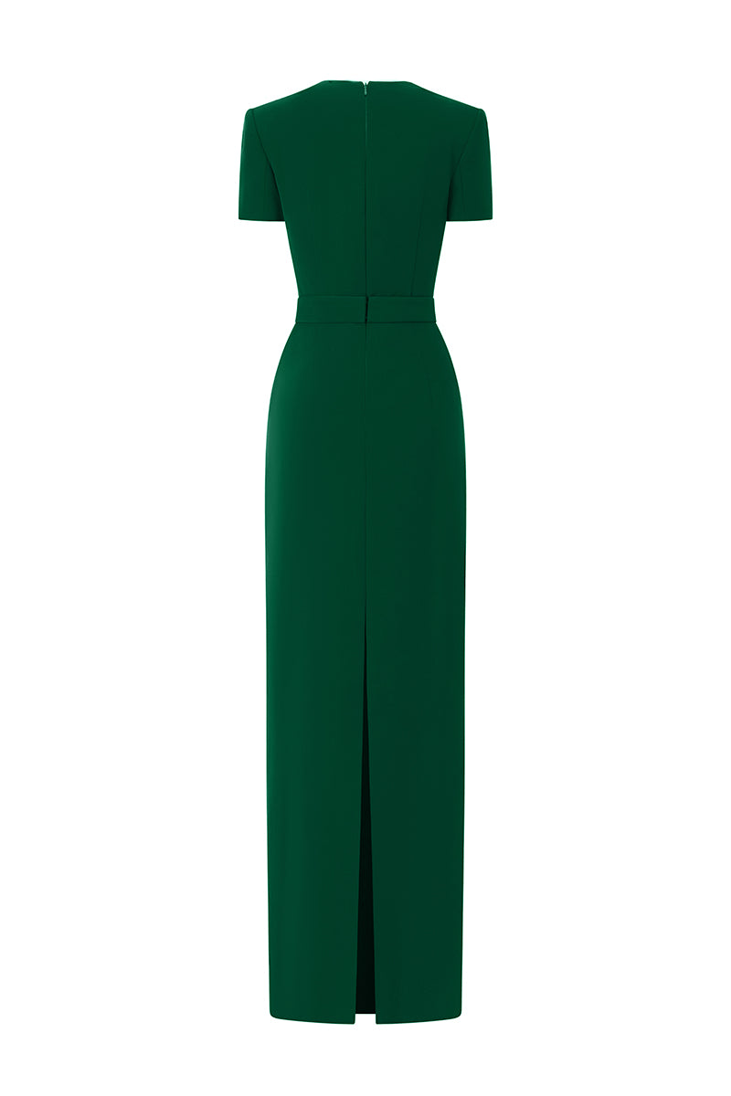 emerald green dress with short sleeves Vintage Emerald Green Short Mother Of The Bride Dress With Cap Sleeves