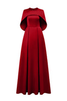 Red silk taffeta gown by I.H.F, elegant floor-length dress with flowing fabric and sophisticated design.
