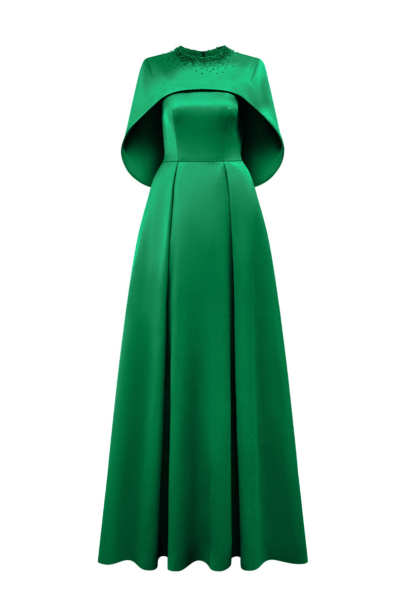 SILK TAFFETA DRESS IN GREEN - CULT MIA