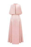 Pink silk taffeta gown by I.H.F, elegant evening dress with flowing fabric and classic design, perfect for formal occasions.