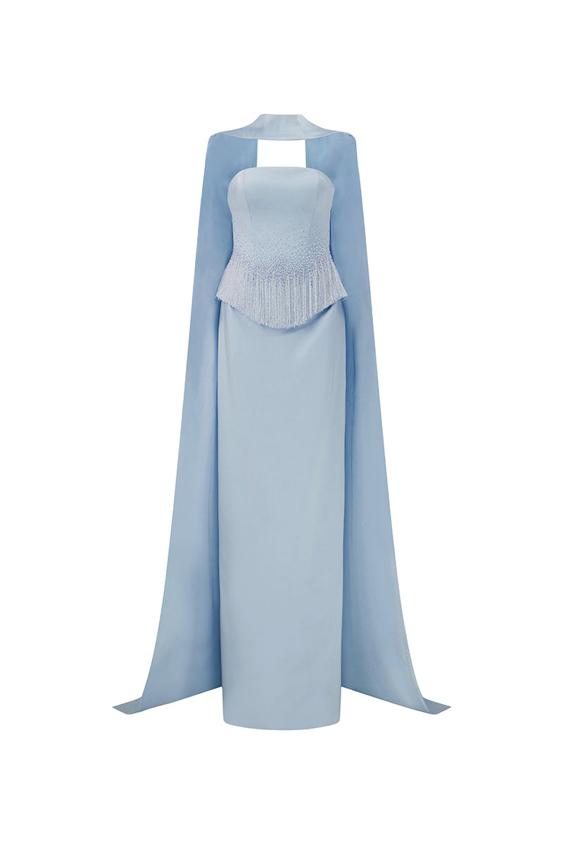 LUZ SILK TAFFETA DRESS IN BLUE CAROLINA