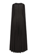 Black INDA Tulle Jersey Dress by 21Six, elegant gown with tulle fabric and fitted silhouette, perfect for formal occasions.