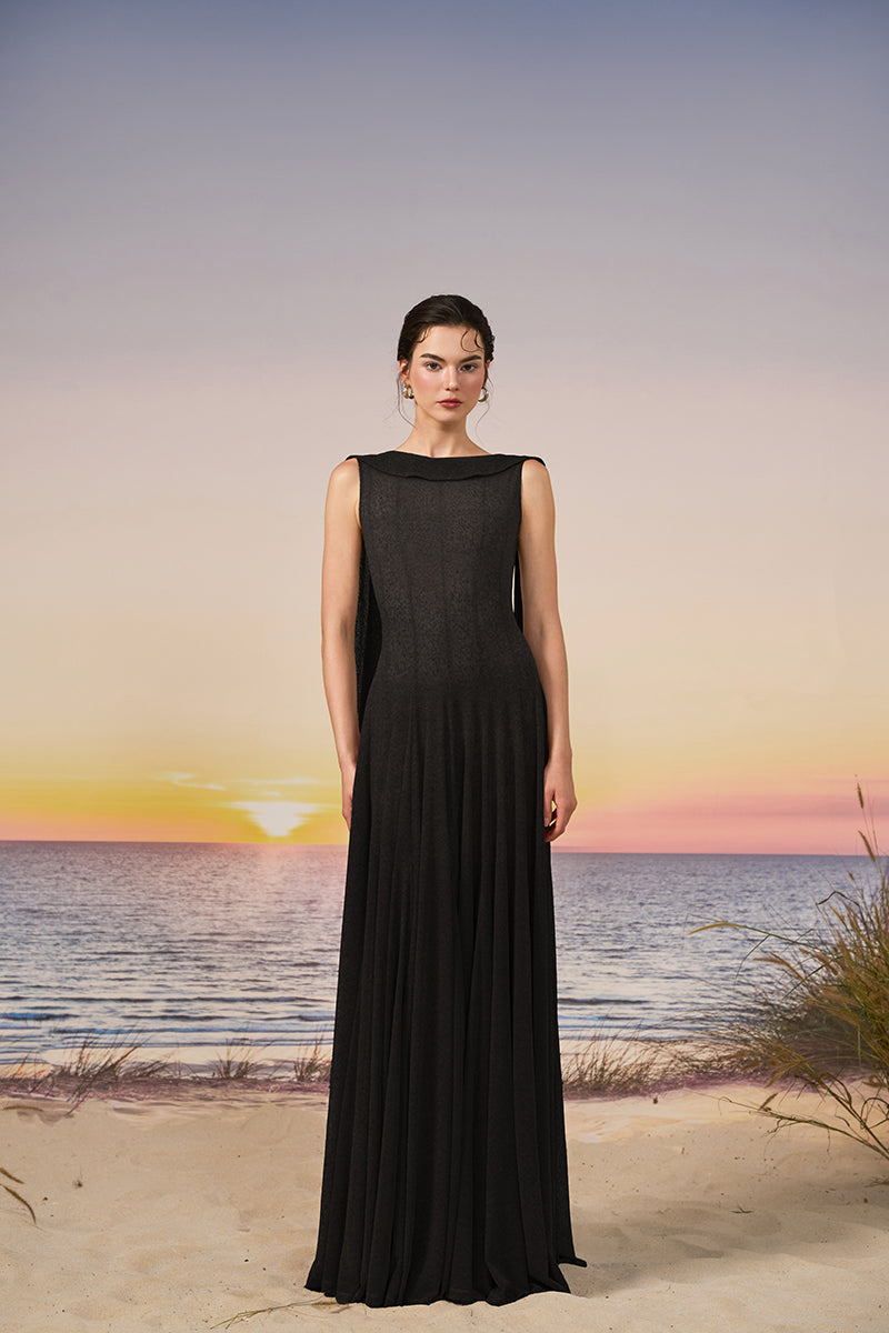 INDA TULLE JERSEY DRESS IN BLACK
