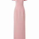 Light rose Serra crepe gown by 21Six, featuring a flowing design with elegant draping and a sophisticated silhouette.