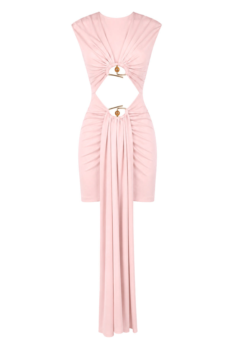 Gigii's Elioth mini dress in Balerina Pink, featuring a stylish, feminine design perfect for casual or dressy occasions.