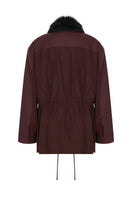Tagg wool coat with adjustable fur collar, stylish jacket featuring a cozy fur-lined collar and classic wool fabric.