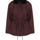 Tagg wool coat with adjustable fur collar, stylish jacket featuring a cozy fur-lined collar and classic wool fabric.