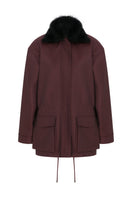 Tagg wool coat with adjustable fur collar, stylish winter jacket featuring a warm, plush fur detail and classic design.