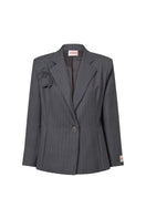 Señorita Adriana gray blazer jacket displayed on a hanger, featuring a tailored fit and classic lapel design.