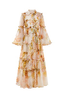 BY HAÓ Lucienne tiered maxi dress in multi-color with flowing fabric and layered design, perfect for casual or summer wear.