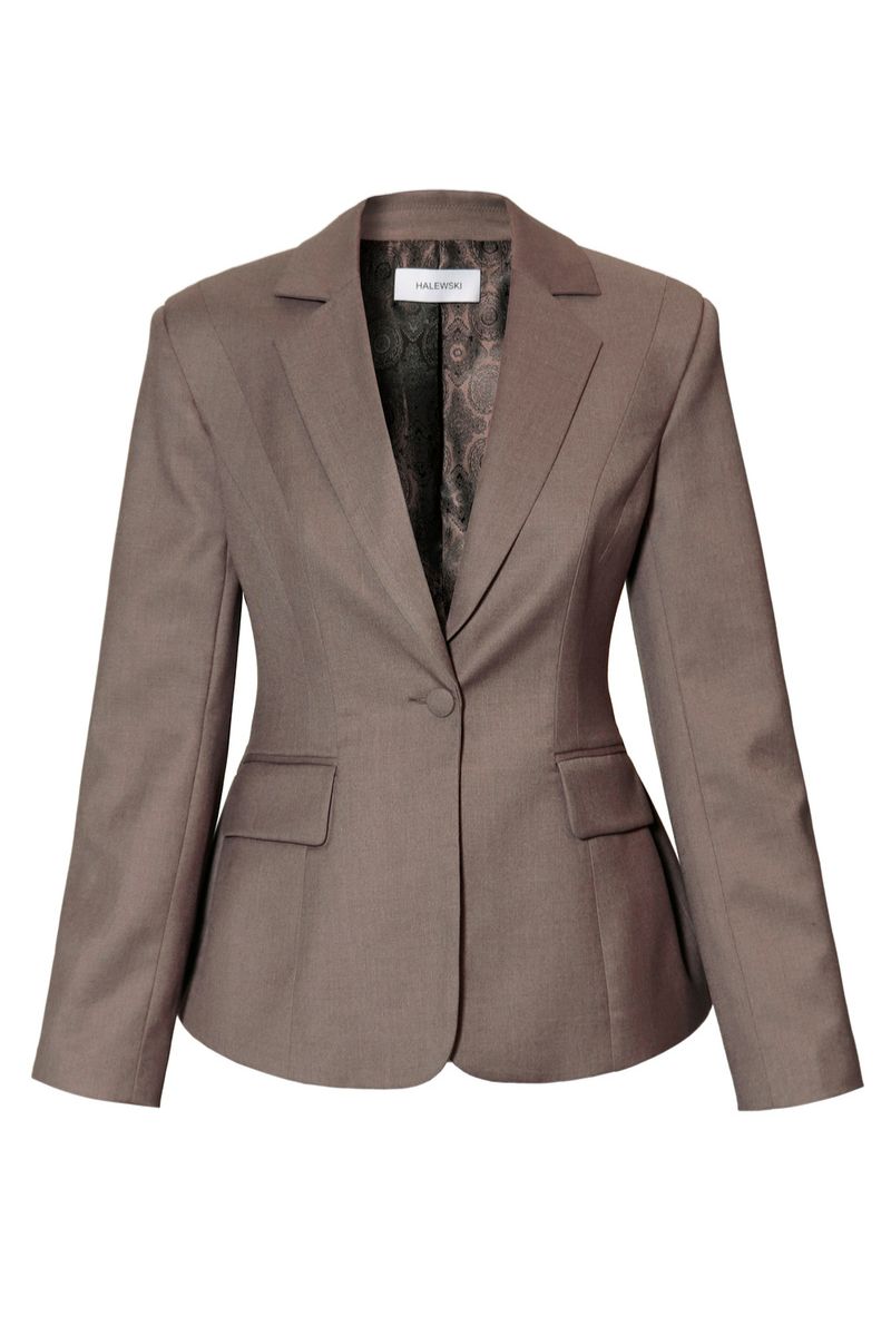 AGGI by Halewski Bonnie blazer in brown melange, tailored women's blazer with a stylish, textured fabric.