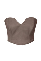 Brown melange LARA corset top by AGGI by HALEWSKI featuring a fitted design and stylish detailing.
