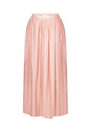 Dusky pink balloon midi skirt by ELENAREVA, featuring a voluminous silhouette and elegant flowy fabric.