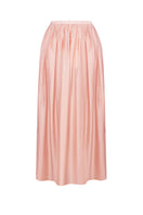 Dusky pink balloon midi skirt by ELENAREVA, featuring a flowing, voluminous design with a smooth waistband and elegant silhouette.
