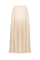 Cream sheer midi skirt by ELENAREVA, featuring lightweight, flowy fabric and a stylish midi length for elegant everyday wear.