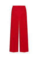 Red straight-leg trousers by ELENAREVA, tailored pants with a sleek fit, displayed on a neutral background.