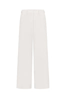 Light-colored ivory straight-leg jeans by ELENAREVA, displayed on a hanger showing the full length and classic denim stitching.