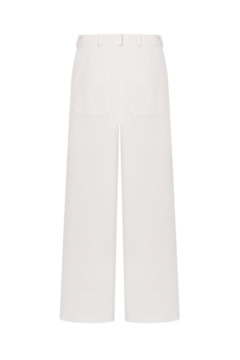 Light ivory straight-leg jeans by ELENAREVA, classic denim pants with a fitted waistband and clean, modern style.