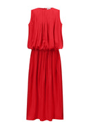 Red Balloon Midi Dress by ELENAREVA featuring a flowy silhouette and mid-length design, perfect for stylish occasions.