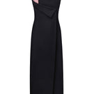 Elegant gown featuring a pink satin bustier by ELENAREVA, showcasing smooth satin fabric and sophisticated design.