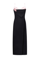 Elegant gown featuring a pink satin bustier by ELENAREVA, showcasing smooth satin fabric and sophisticated design.