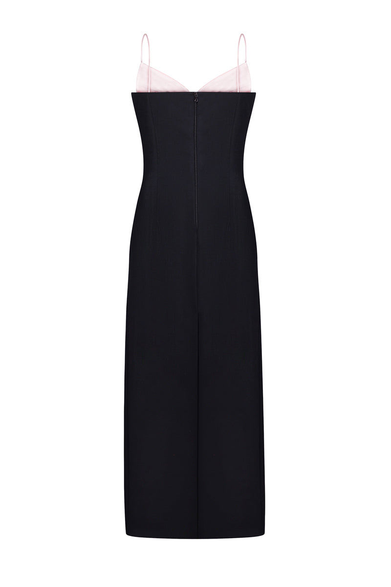 Elegant gown by ELENAREVA featuring a pink satin bustier and flowing fabric, perfect for formal occasions.
