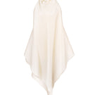 Cream silk open back blouse by Elenareva, stylish tops with a flowing fabric and open back design, perfect for elegant outfits.