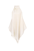 Cream silk open back blouse by Elenareva, stylish tops with a flowing fabric and open back design, perfect for elegant outfits.