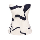 Cream corset top with black graphic lines from ELENAREVA, featuring a fitted design and stylish pattern.