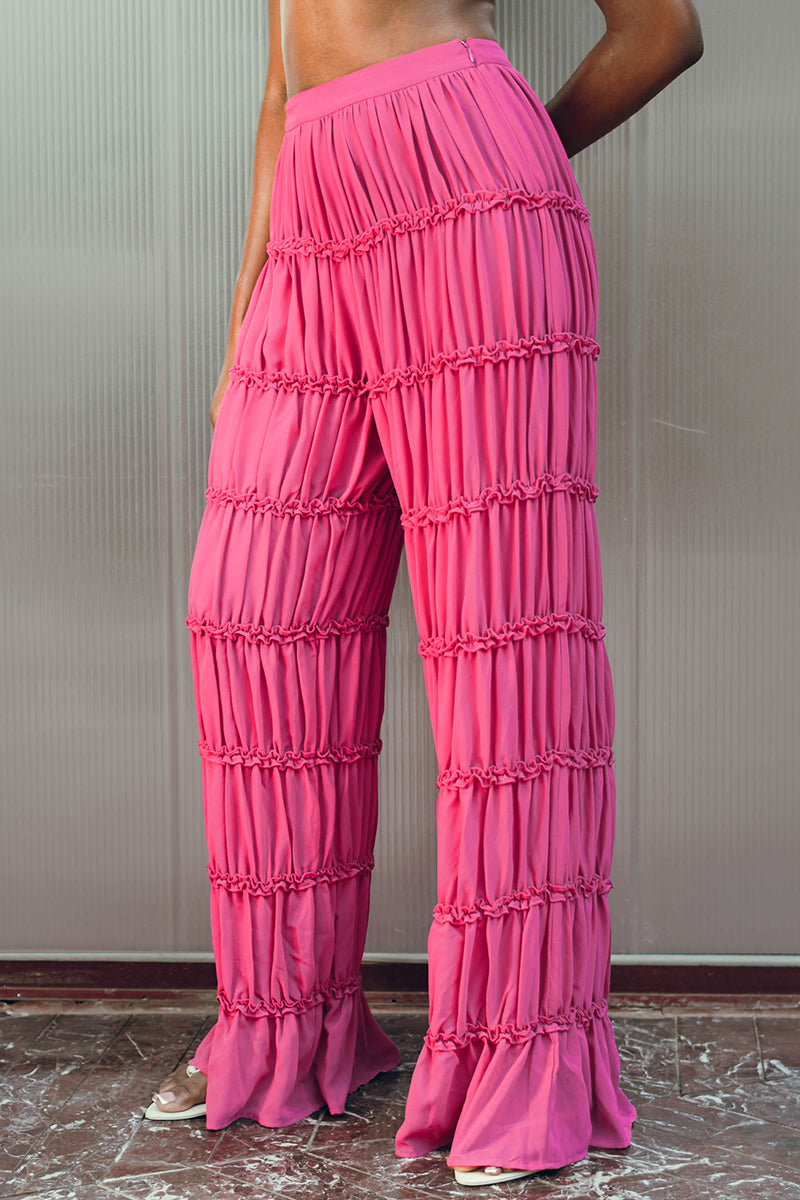 Andrea Iyamah SINA regular pants in vibrant magenta, featuring a comfortable fit and stylish design, shown in the product image.