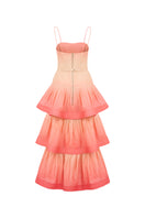 AISA Coralie Maxi Dress in flowing fabric with a floral pattern, showcased on a mannequin.