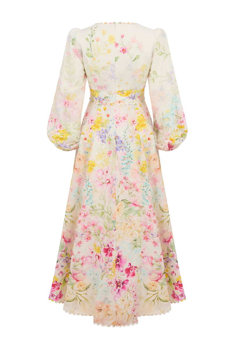 AISA Celina maxi dress featuring a flowing silhouette, floral pattern, and sleeveless design, perfect for summer occasions.