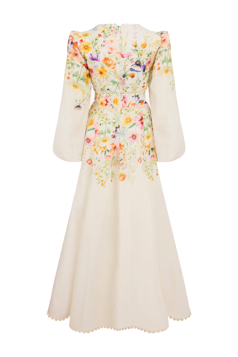 AISA Botanica maxi dress with floral pattern, flowing fabric, and sleeveless design, perfect for summer wear.