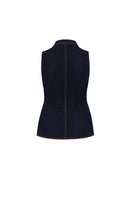 AISA Royce Denim Waist Vest displayed against a neutral background, showcasing its stylish denim design and tailored fit.