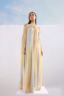 Ombre draped halter kaftan maxi dress by AKHL featuring flowing fabric and elegant design, ideal for stylish summer wear.