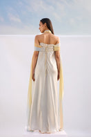 Akhil ombre draped halter maxi kaftan dress with flowing fabric and vibrant color gradient, stylish and elegant for summer wear.