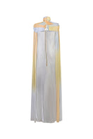 Back view of AKHL ombre draped halter kaftan maxi dress with flowing fabric and elegant draping details.