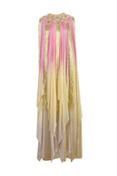 Front view of the AKHL Interwoven Sunset Dress, a stylish gown with intricate woven design and vibrant sunset-inspired colors.