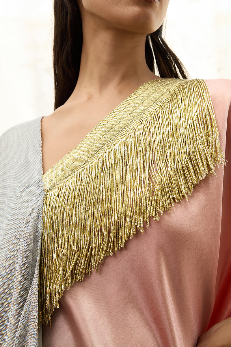 METALLIC MESH ASYMMETRIC KAFTAN - CULT MIA