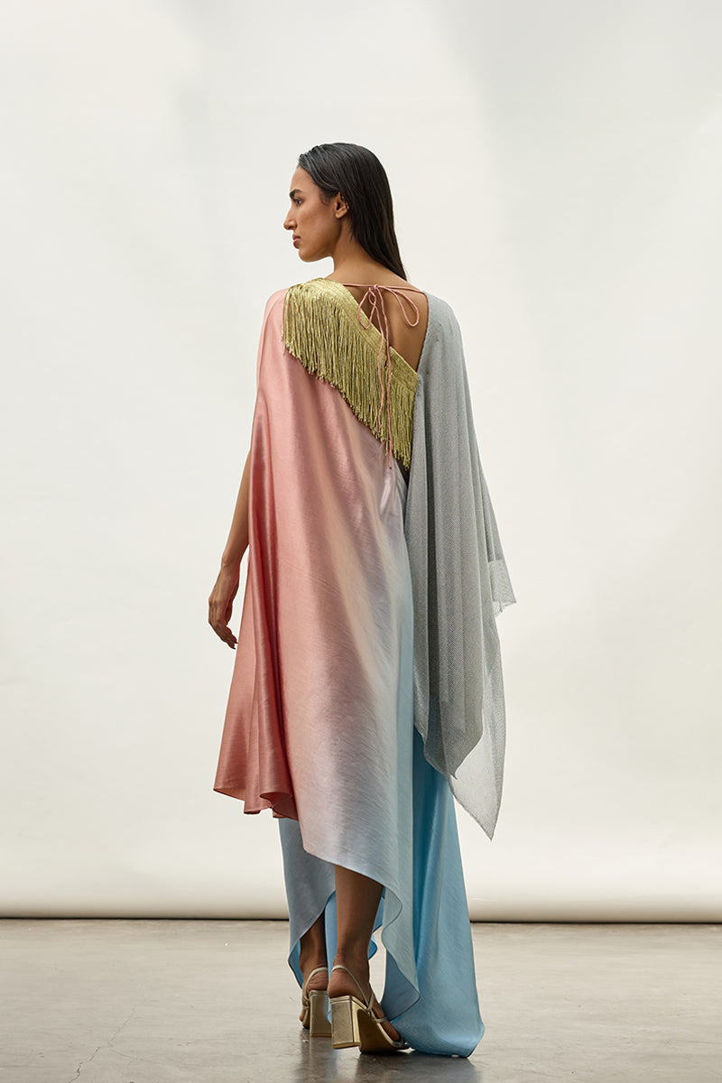 METALLIC MESH ASYMMETRIC KAFTAN - CULT MIA