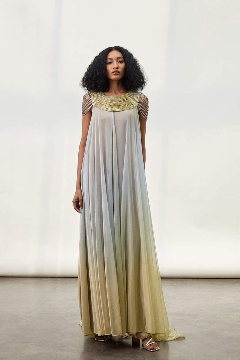 WOVEN YOKE KAFTAN DRESS - CULT MIA