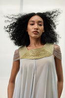 Woven yoke kaftan dress by AKHL featuring intricate woven details and a flowing gown silhouette, elegant and comfortable for any occasion.