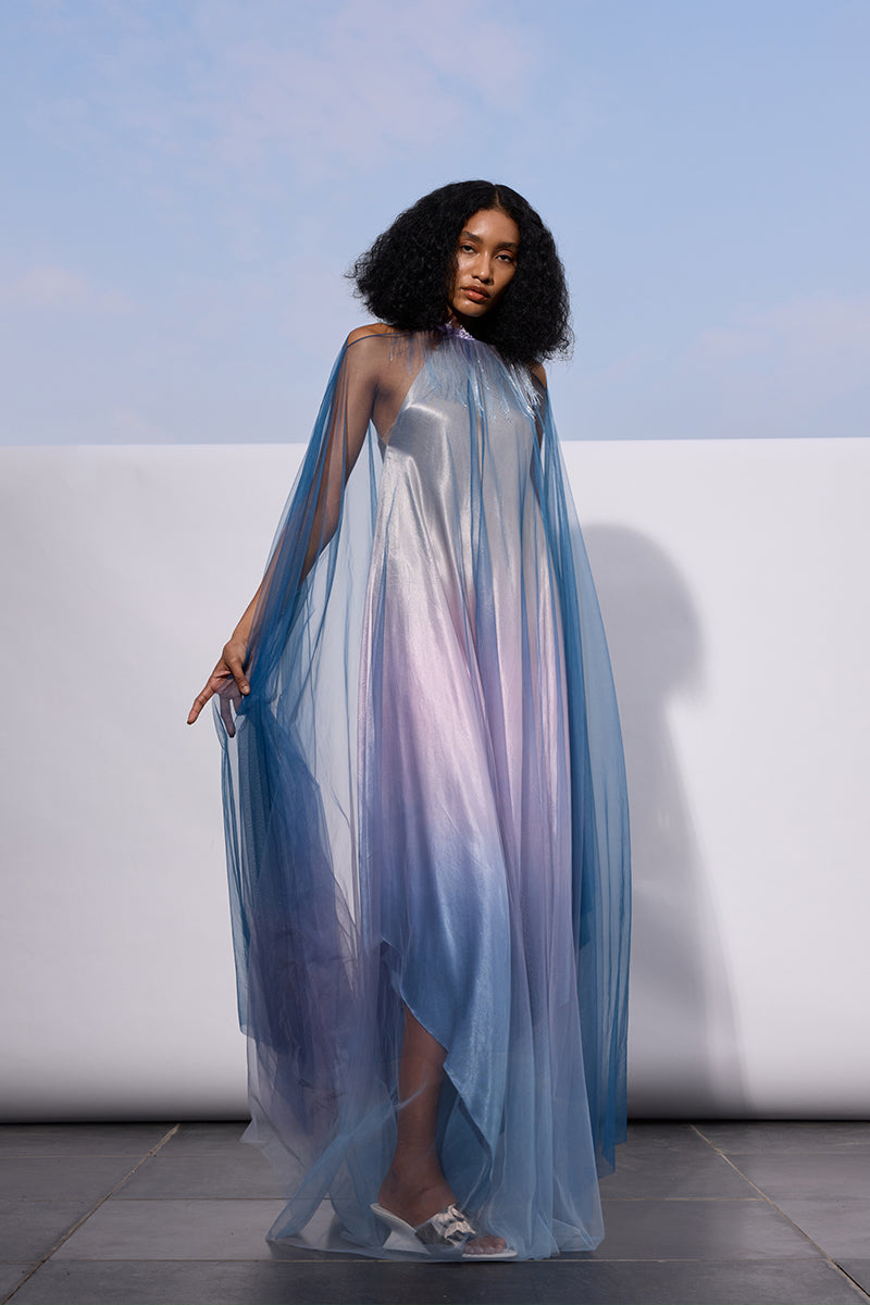 SATIN OVERLAY KAFTAN DRESS - CULT MIA
