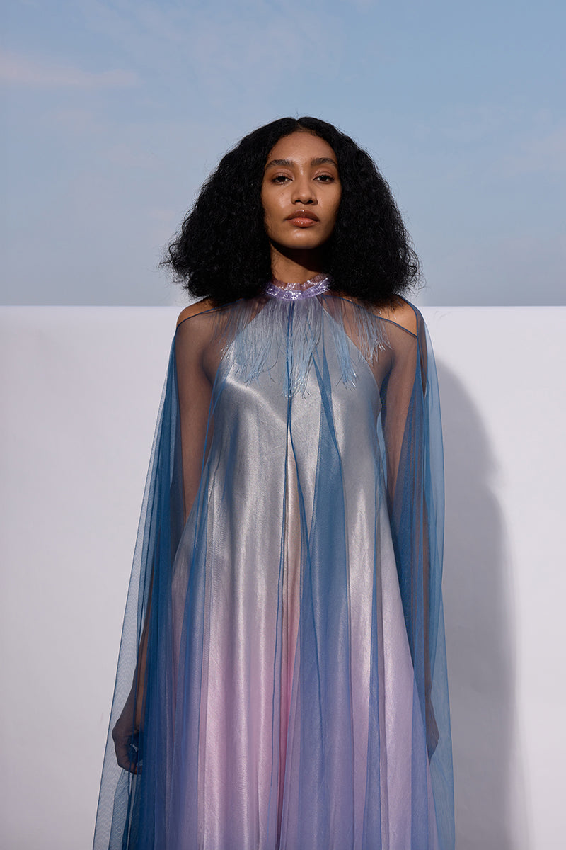 SATIN OVERLAY KAFTAN DRESS - CULT MIA
