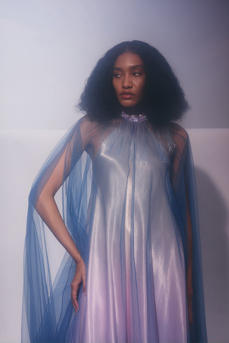 SATIN OVERLAY KAFTAN DRESS - CULT MIA