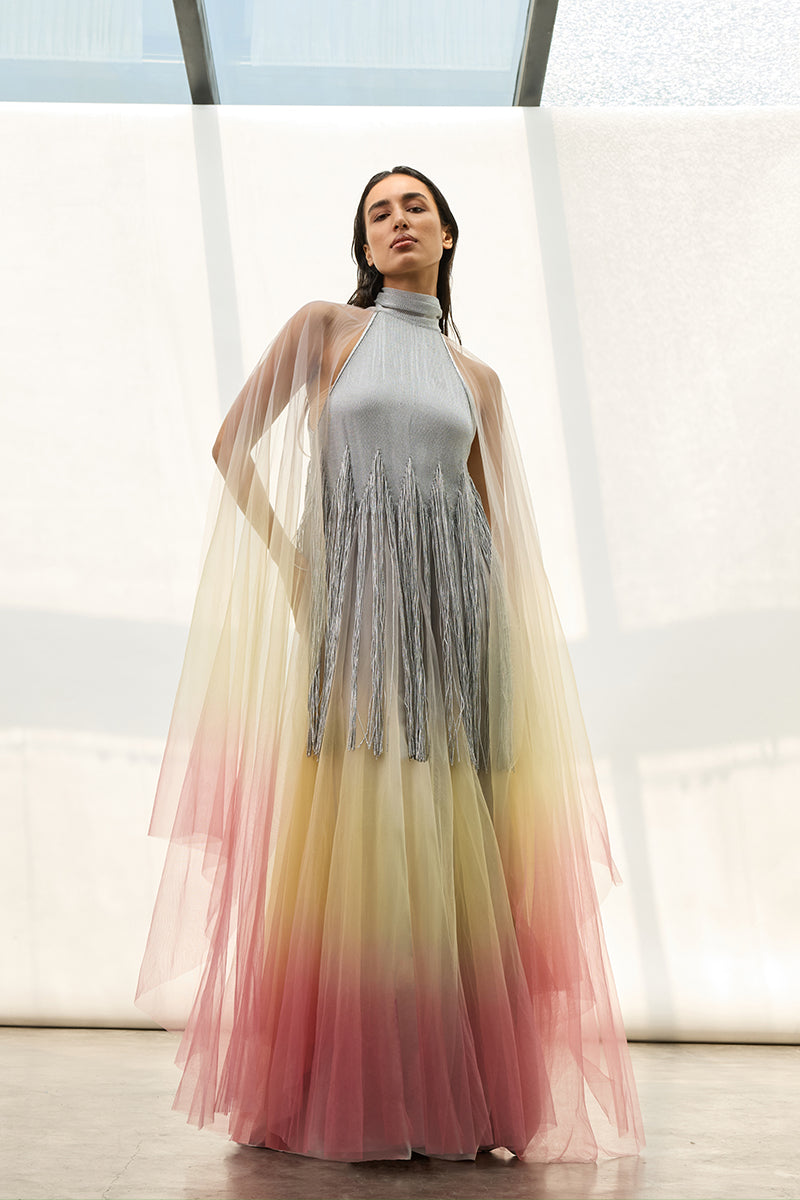 THE TWILIGHT HALTER FRINGED DRESS - CULT MIA