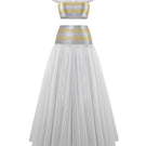AKHL Zari striped metallic co-ords ensemble featuring a fitted top and matching pants, stylish and shiny for a bold look.