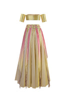 AKHL INTERWOVEN Gradient Metallic Co-ords ensemble, back view showing shimmering metallic fabric and stylish design.